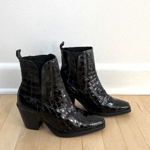 TOPSHOP MASON CROC ANKLE BOOTS